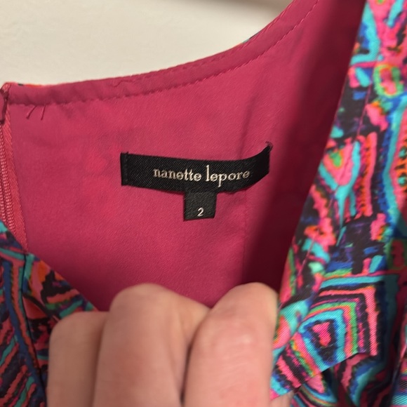 Nanette Lepore Machu Picchu pink printed dress with pockets 2 - Picture 6 of 9